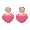 Peach Heart Earrings Retro Series Acrylic Stud Earrings for Women