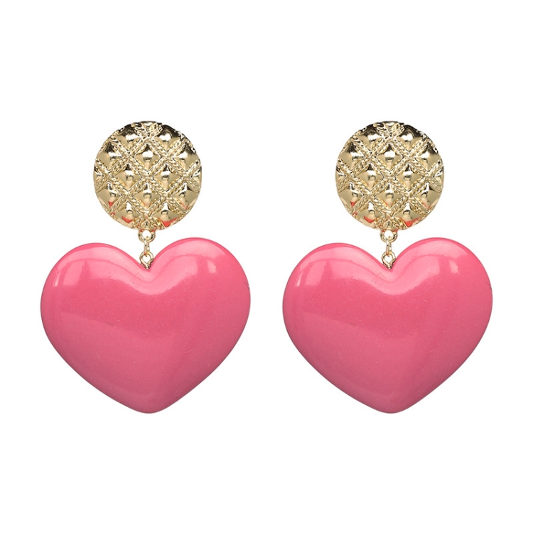 Peach Heart Earrings Retro Series Acrylic Stud Earrings for Women