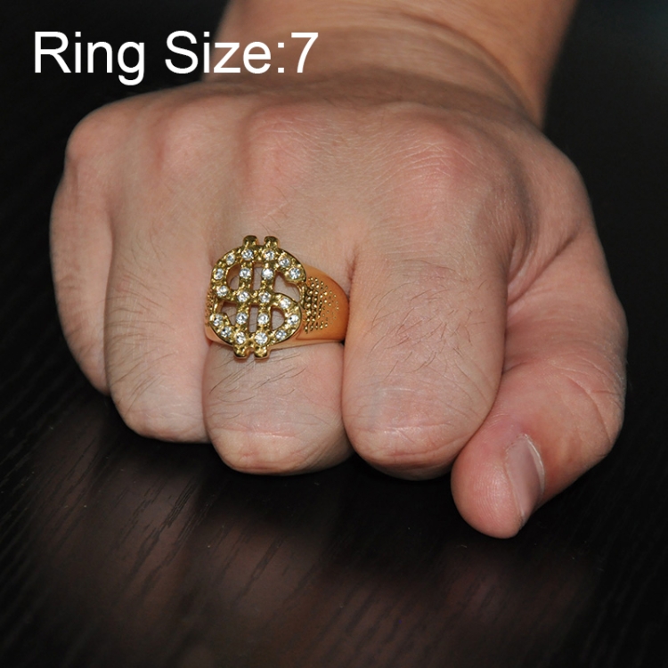 Rock Bling Gold US Dollar Sign Signets Rings for Men Jewelry