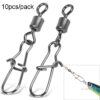 10pcs /Pack Stainless Steel Fishing Connector Bearing Rolling Swivel Connector Fishing Gear Accessories