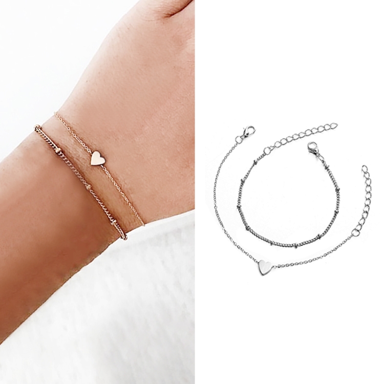 2 Sets Women Minimalist Small Love sharp Link Chain Bracelets