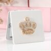 Rhinestone Crown Small Mirror Folding Portable Cosmetic Mirror Flip Double Mirror