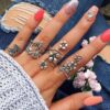 4 PCS/Set Antique Vintage Bohemia Style Rose Flower Rings for Women