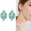 Five-leaf Petal Crystal Earrings Pink Diamond Earrings Simple Jewelry