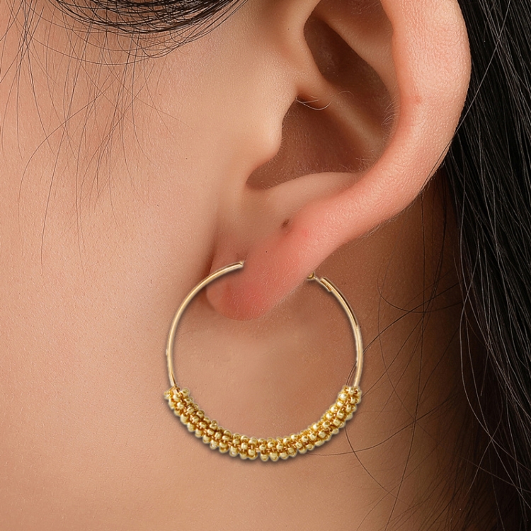 Women Hoop Earrings Ethnic Vintage Bead Boho Earrings Statement Jewelry