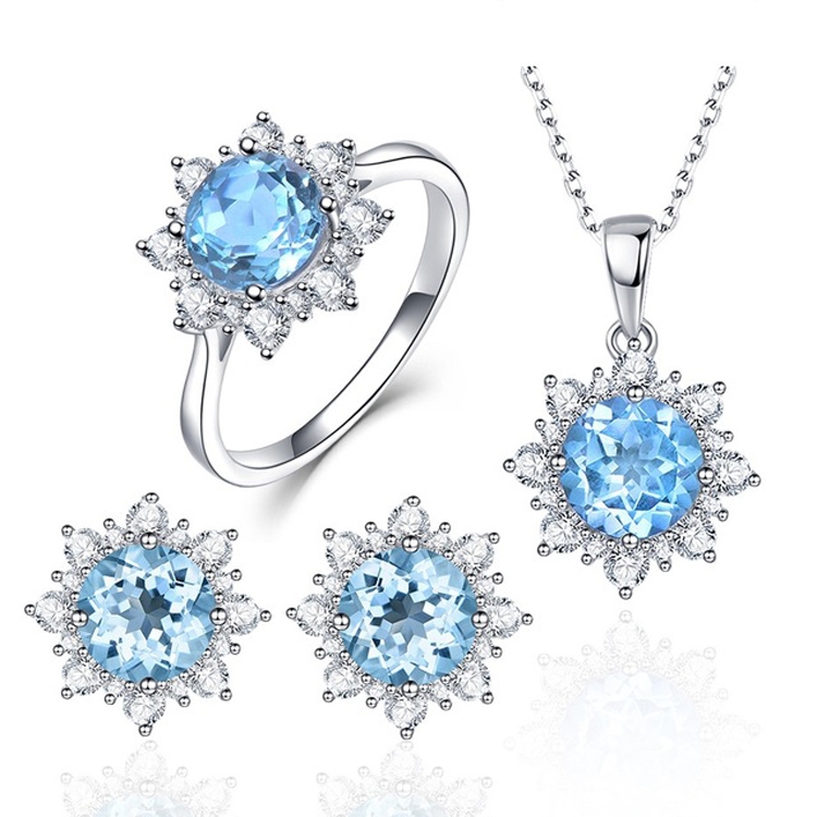 3 PCS/Set Snow Shape Gemstone Jewelry Set For Women
