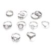 11 PCS/Set Bohemian Retro Totems Opal Lotus Crystal Hollow Ring Set