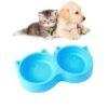Dog and Cat Face Printed Double Bowl Plastic Food Bowl Pet Products