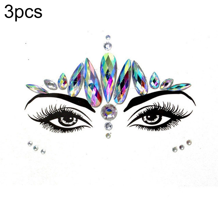 3 PCS  Forehead Green Masquerade Makeup Acrylic Face Sticker