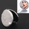 Diamond-encrusted Metal Double Side Folding Mini Portable Round Small Makeup Mirror