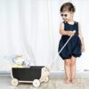 Children Toys Storage Finishing Cart Traction Pull Wooden Cart Baby Grow Up Accompanying Small Car