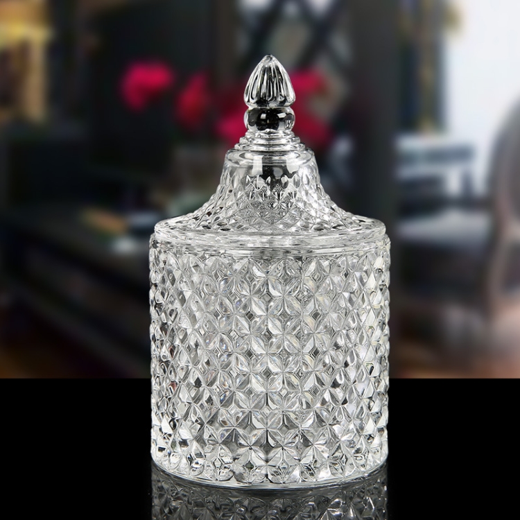 Baroque Style Glass Cotton Swab Box Multi-function Storage Bucket Toothpick Holder Transparent Jewelry Storage Box