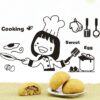 Remove Waterproof Creative Cute Chef Cut Vegetables Kitchen Restaurant Wall Stickers