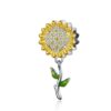 S925 Sterling Silver Hollow Sunflower Pendant Yellow DIY Bracelet Beaded