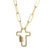 Brass Micro-inlaid Zircon Delicate Clavicle Chain Cross Pendant Necklace