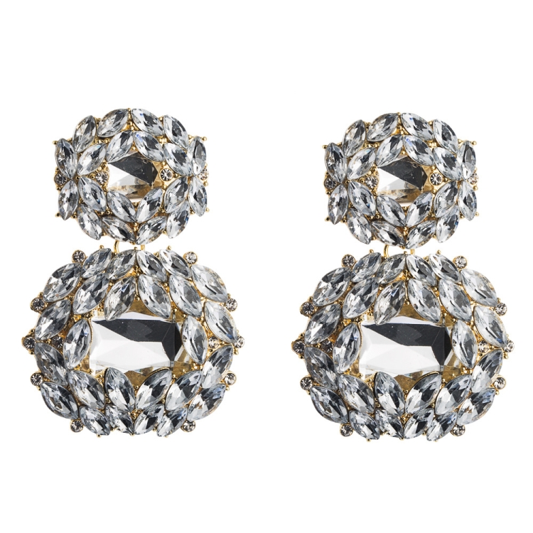 Female Earrings Exaggerated Alloy Geometric Glass Diamond Earrings