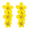 1 Pair Multilayer Flower Earrings Alloy Paint Long Earrings