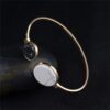 Faux Marble Stone Round Geometric Bangle Gold Circle Cuff Bangle Bracelet