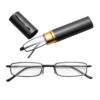 Reading Glasses Metal Spring Foot Portable Presbyopic Glasses with Tube Case