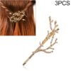3 PCS Vintage Tree Branch Hair Clips Girls Alloy Hairpins, Length: 7.8 cm