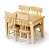 5 PCS / Set 1:12 Mini Dollhouse Furniture Wooden Dining Table Chair Set Pocket Toy