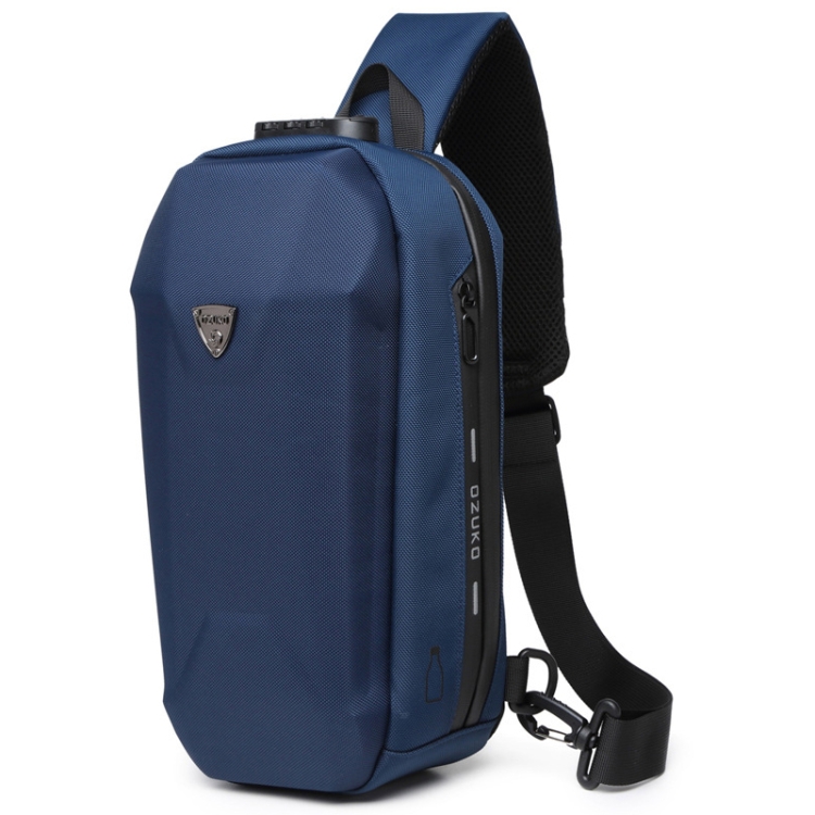 Ozuko 9321 Outdoor Anti-Theft Oxford Cloth Men Chest Bag Waterproof Messenger Bag with External USB Charging Port