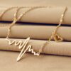 Necklace Love Shaped Titanium Steel Heartbeat Lockbone Chain Heart Pendant Necklace Female Retro Necklace Jewelry Accessorie