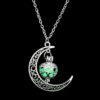 Women Moon Glowing Luminous Gem Charm Necklace Jewelry