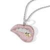 Sexy Lip Biting Hip Hop Pendant Micro-Set Zircon Necklace