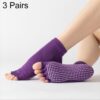 3 Pair Open-Toe Yoga Socks Indoor Sports Non-Slip Five-Finger Dance Socks