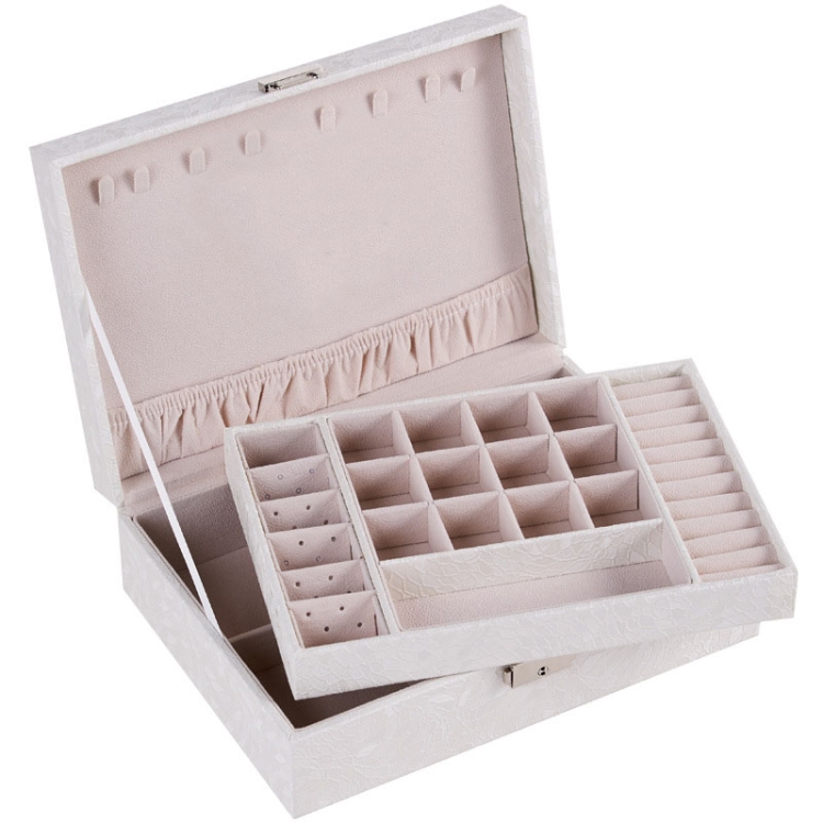 Multi-Layer Flip Cover With Lock Jewelry Box Solid Color Jewelry Desktop Storage Box