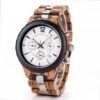 D21 Men Wooden Strap Stainless Steel Luminous Waterproof Watch