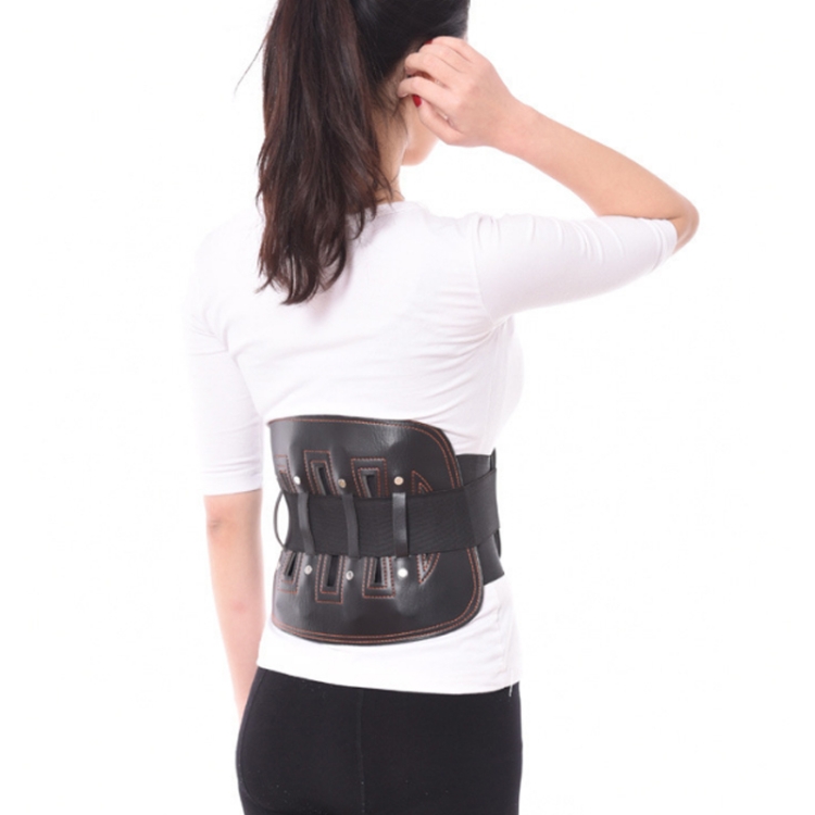 Steel Plate Support And Fixation Leather Protection Waist Belt Lumbar Orthosis,Size: