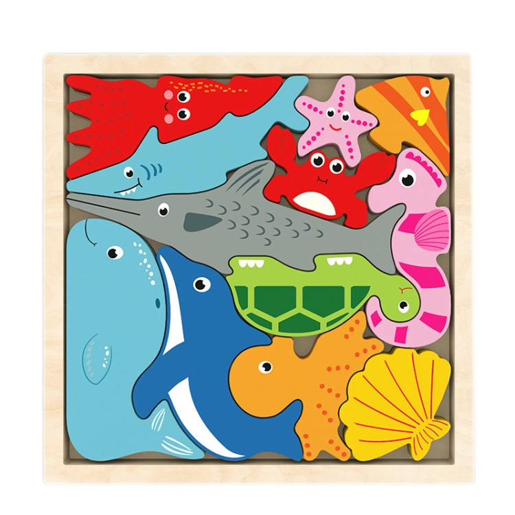 2 PCS Cartoon Three-Dimensional Puzzle Children Wooden Educational Early Education Grasping Board Toy