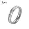 2pcs Girls Simple Titanium Steel Diamond Ring