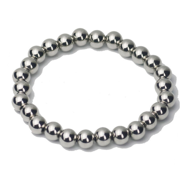 Silver Stainless Steel Round Bead Bracelet