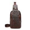 1313 Men Fashion Cowhide Crocodile Texture One-Shoulder Crossbody Chest Bag