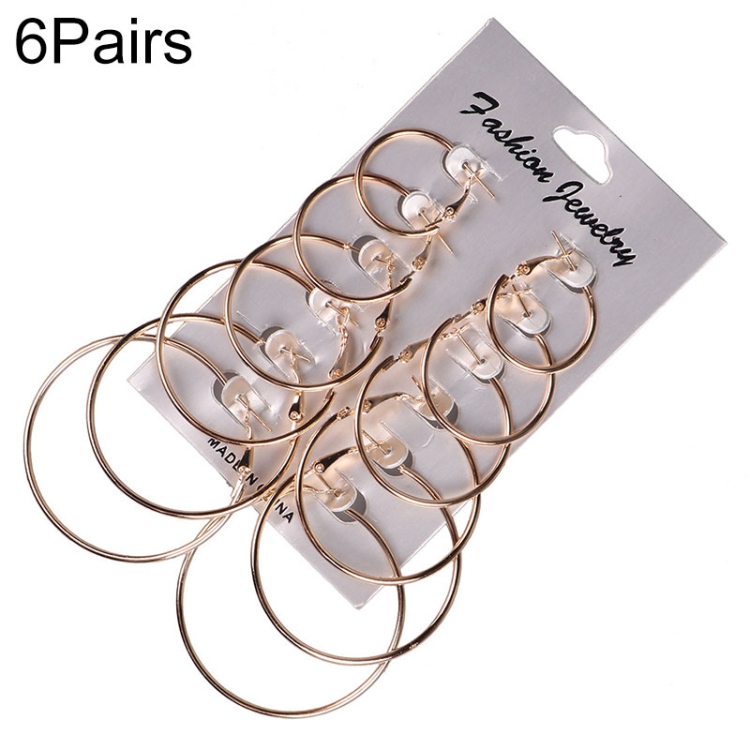 6 Pairs/Set Women Steampunk Fashion Circle Hoop Earrings