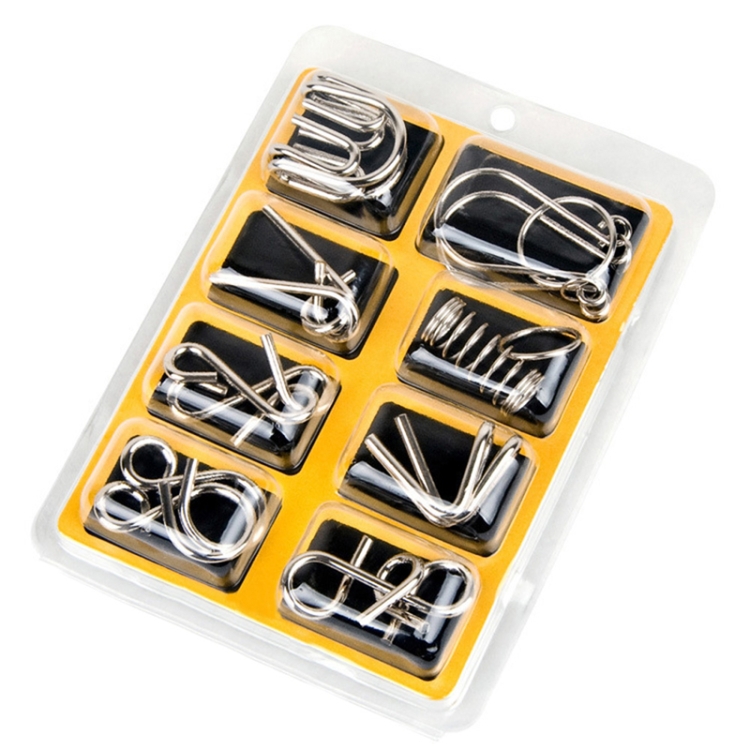 8 PCS / Set Metal Puzzle Toy Intelligence Buckle for Kids Education Developmental  Toys
