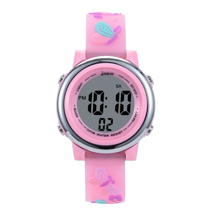 JNEW A86628 Student Cartoon 3D Butterfly Multi-Function Waterproof LED Sports Electronic Watch