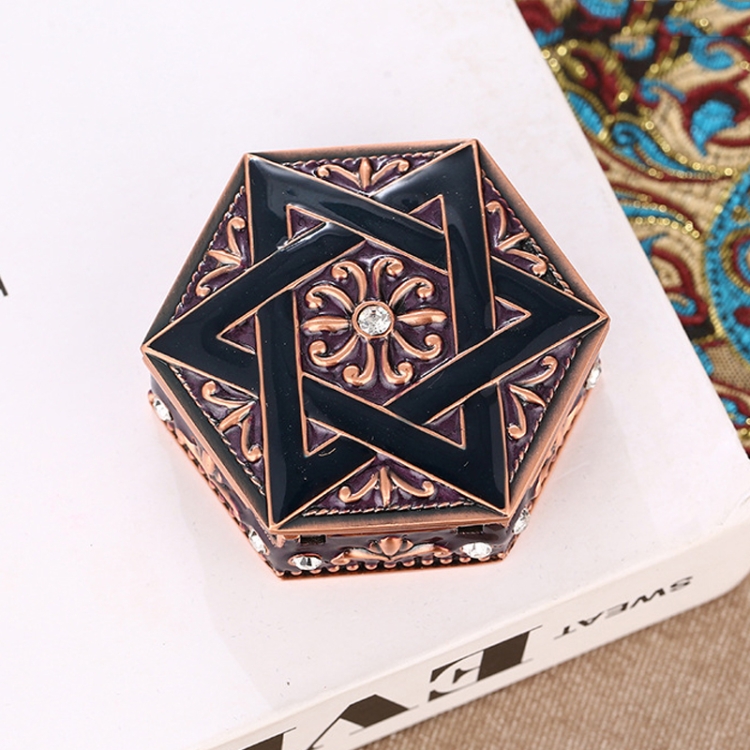 Vintage Six-Pointed Star Metal Jewelry Storage Box