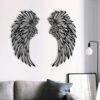 Double Sided Black Engraved Metal Angel Wings Wall Hanging Decoration Without Lights