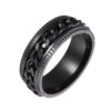 2 PCS Men Stainless Steel Embossed Turnable Chain Rings