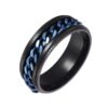 2 PCS Men Stainless Steel Embossed Turnable Chain Rings