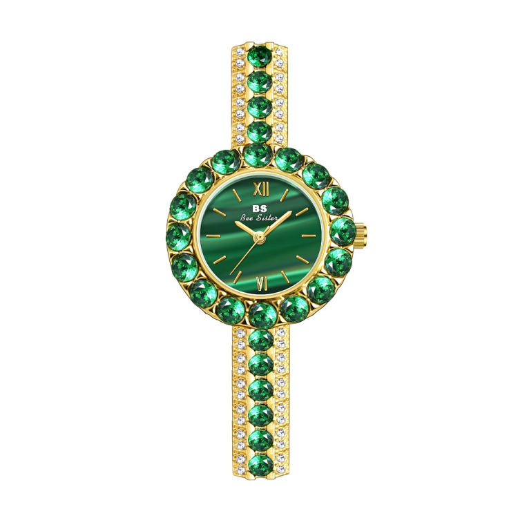BS Bee Sister FA1698 Ladies Simple Temperament Retro Malachite Texture Small Green Watch