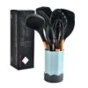 Beech Wood Silicone Kitchen Set With Storage Bucket