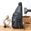 BULL CAPTAIN 520 Large-capacity Cowhide Waterproof Chest Bag with Phone Holder