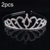 2pcs Little Girl Crown Hair Band Alloy Hair Ornaments Rhinestone Headdress
