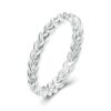 Sterling Silver S925 Geometric Twist White Gold Plated Ring