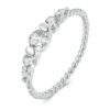 Sterling Silver S925 White Gold Plated Bead Arrangement Zircon Ring